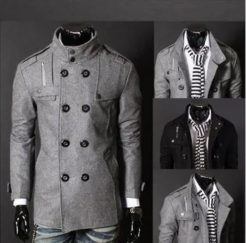 Spring Autumn Men'S Woolen Coats Casual Overcoat Fashion Wool Coat Men Windbreaker Jacket Peacoat