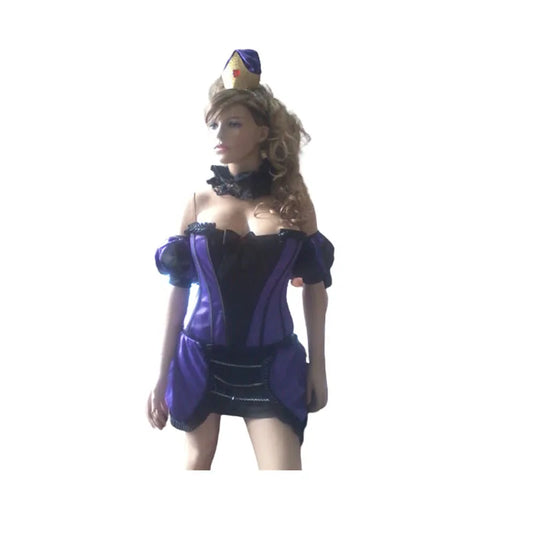 Ladies Adult Burlesque Dancer Purple Fancy Dress Costume Cabaret Halloween Costume for Women