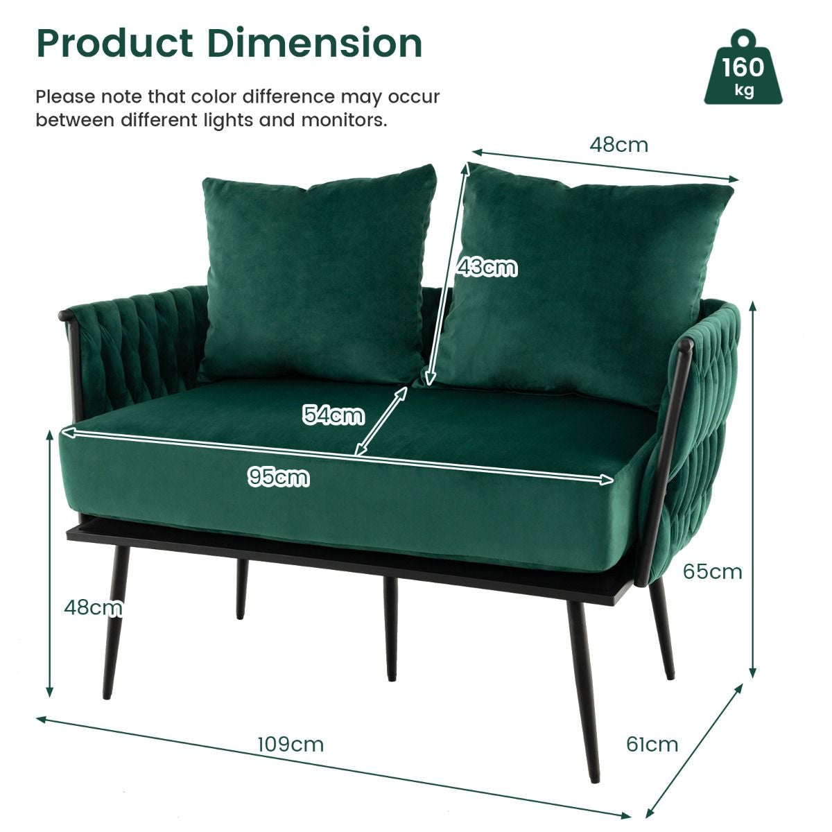 Modern Loveseat Sofa with Woven Back and Arms