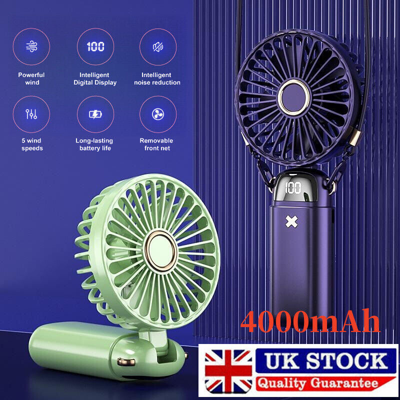 Portable Hand-Held Fan Mini Folding Desk Fan Cooler Cooling USB Rechargeable UK