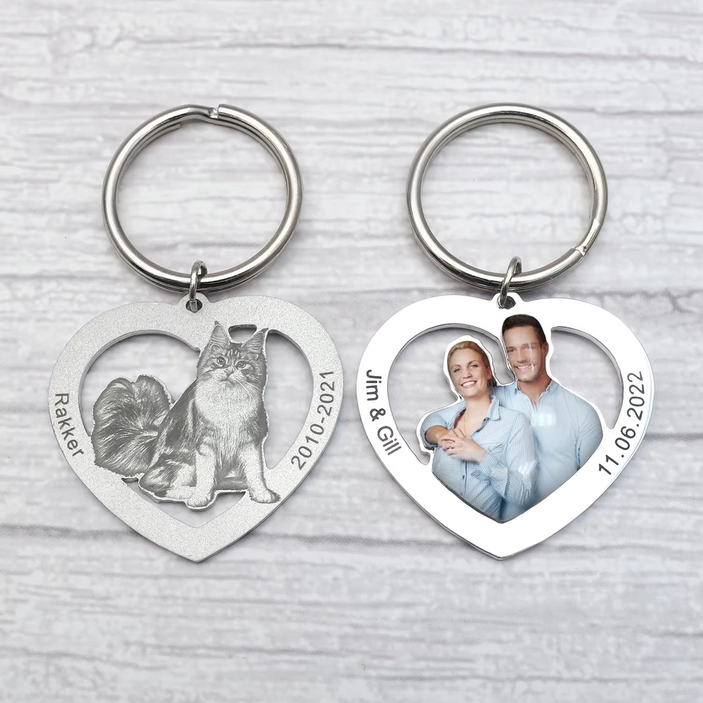 Personalized Heart Photo Keychain Custom Picture Keychain Cat Keyring Birthday Gift Keepsake Memory Dog Keychain Couple Keychain