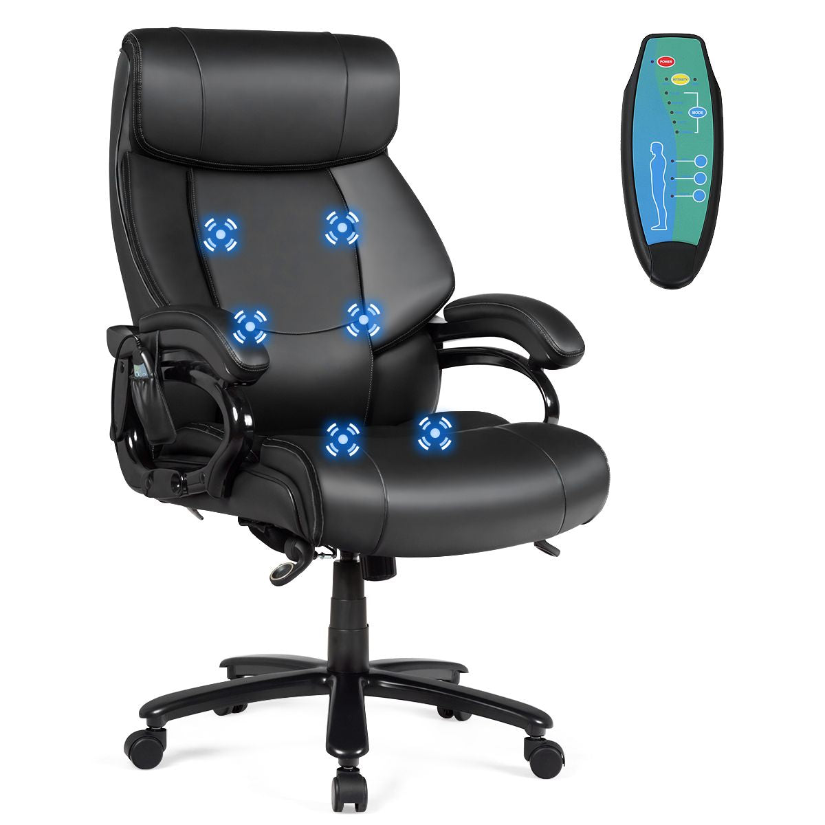 PU Leather Massage Office Chair with Thick Foam Cushion