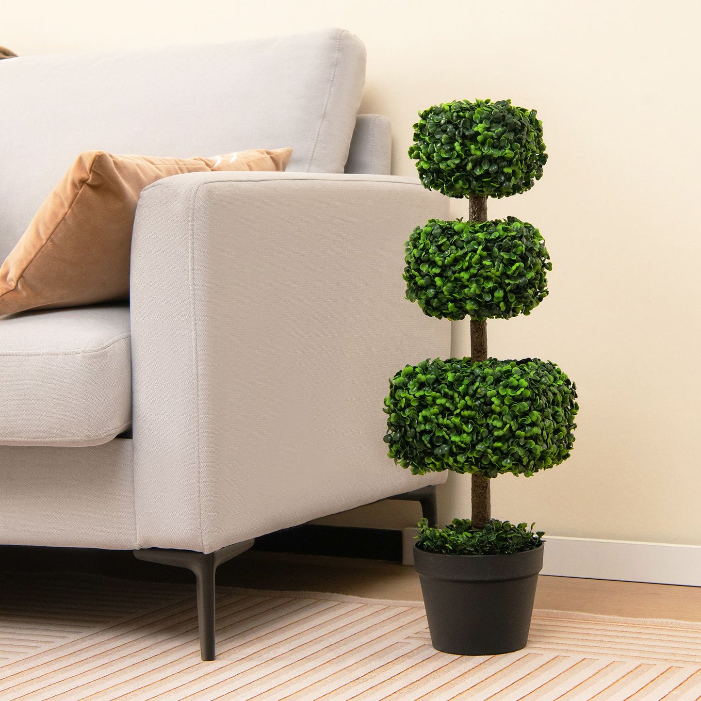 75Cm Artificial Boxwood Topiary Ball Tree with Cement-Filled Plastic Pot