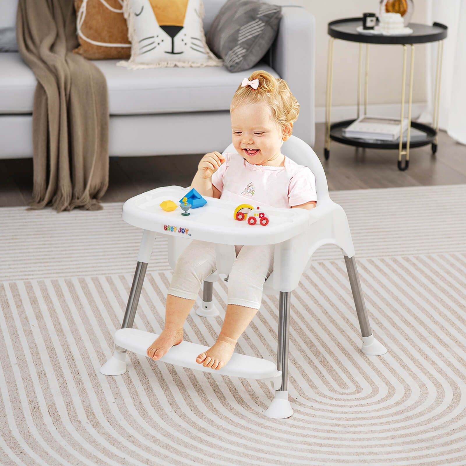 4 in 1 Adjustable Baby High Chair with Double Removable Tray