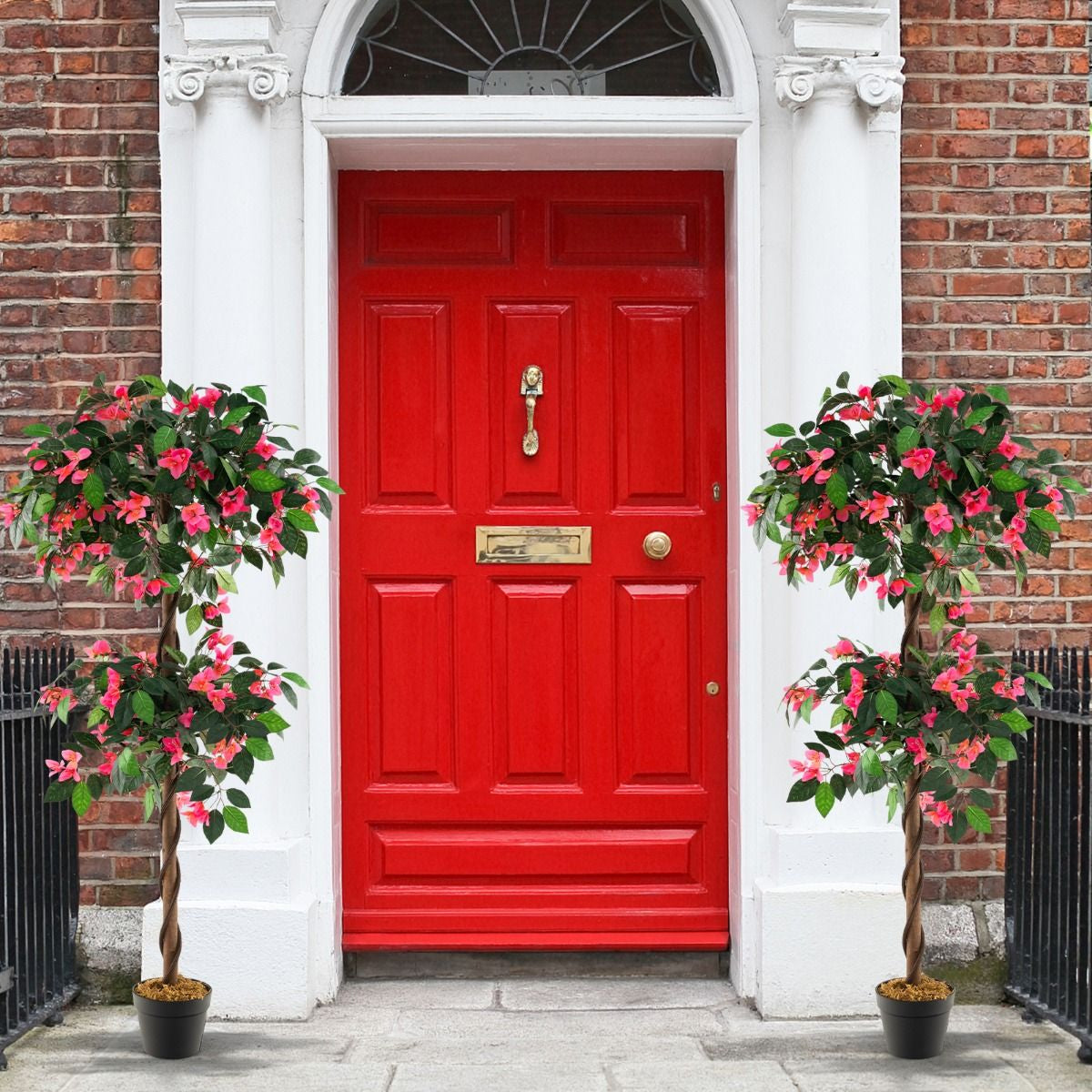 140 CM Artificial Bougainvillea Tree with 252 Flowers and 630 Leaves and Real Wood Trunk