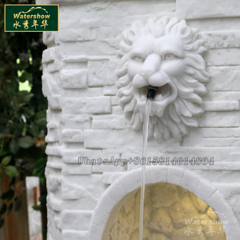 European Style Fish Pond Waterscape Fountain Lion Spray,Garden Sculpture Decoration,Large Outdoor Fountain Decoration