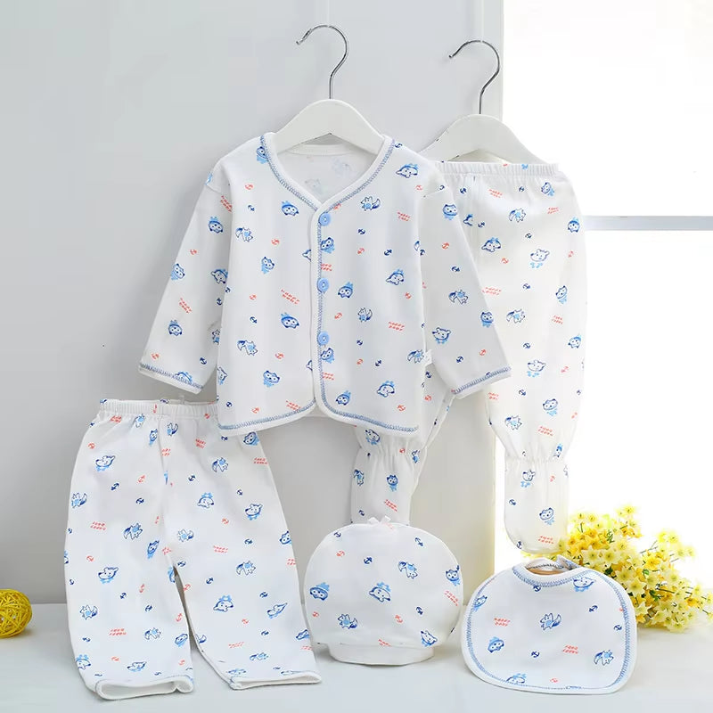 Brand 5Pcs/Set Enfant Newborn Sets Baby Boys Suits Baby Clothes Cotton