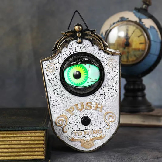 Halloween Horror One-Eyed Doorbell Haunted Escape House Door Decor Burning Eyes Scare Voice Scary Rotating Eyes Horror Doorbell