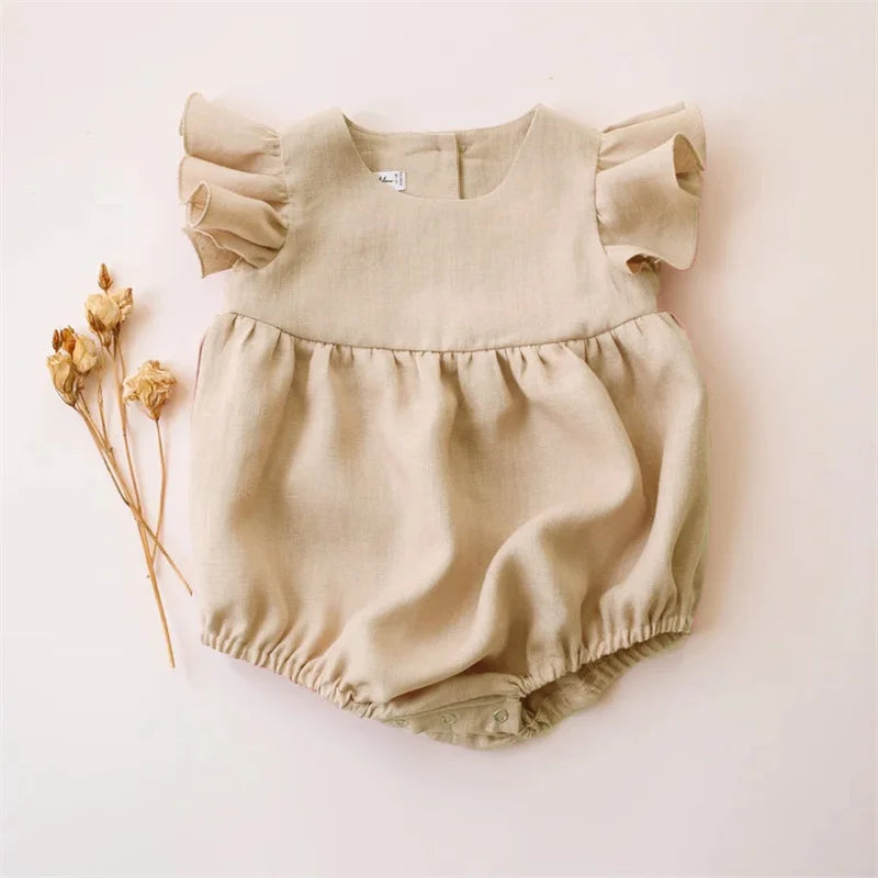 Baby Girl Clothes Summer Baby Romper Short Sleeves Linen Cotton Newborn Clothing One Piece Baby Clothes Girl Jumpsuits Fashion