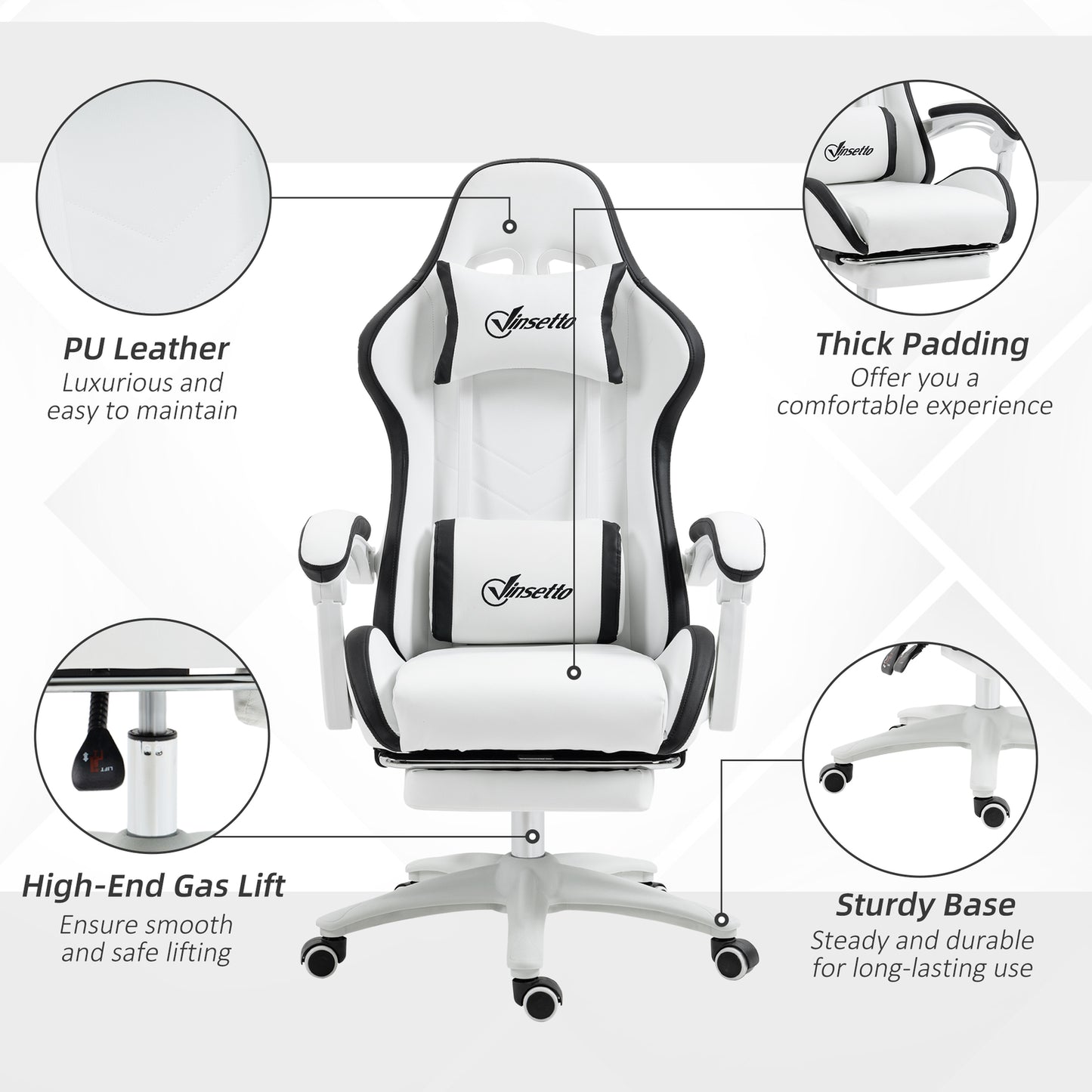 Racing Gaming Chair Reclining PU Leather Computer Chair with Headrest