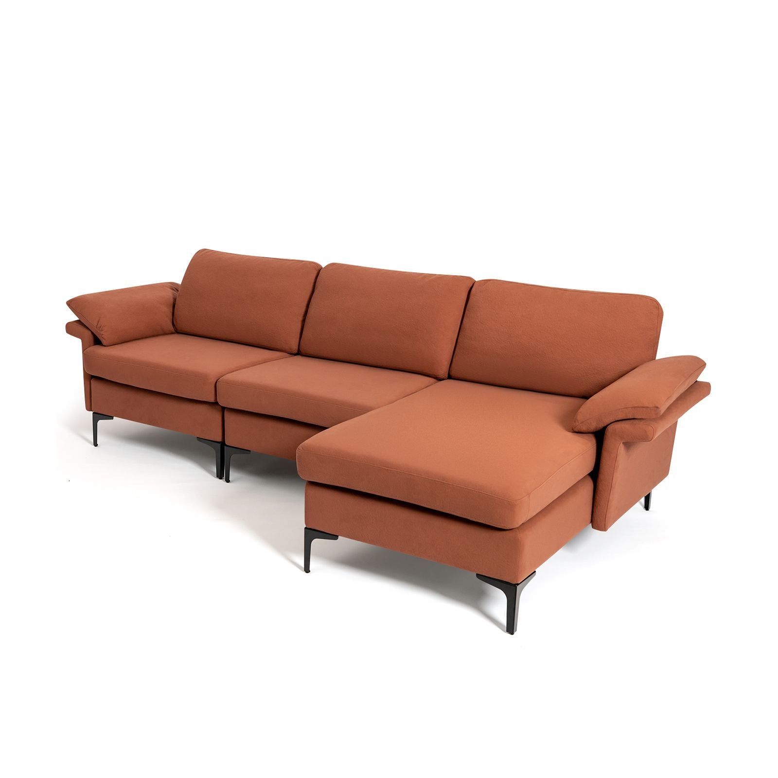 L-Shaped 3-Seat Upholstered Sectional Sofa