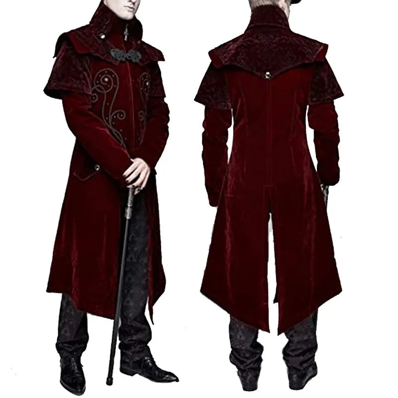 Mens Steampunk Vintage Tailcoat Jacket Gothic Victorian Frock Coat Uniform Medieval Retro Jackets Men Halloween Cosplay Costume