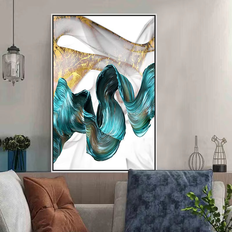 Green Drifting Flying Abstract Wall Art Pictures Canvas Paintings Poster Print Wall Art Pictures Living Room Decoration