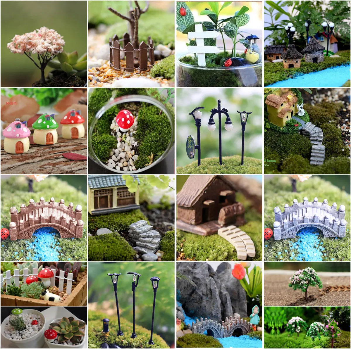 Cute Village House Miniature Garden Mini Craft Figurine Plant Pot Garden Ornament Miniature Fairy Garden Decor DIY