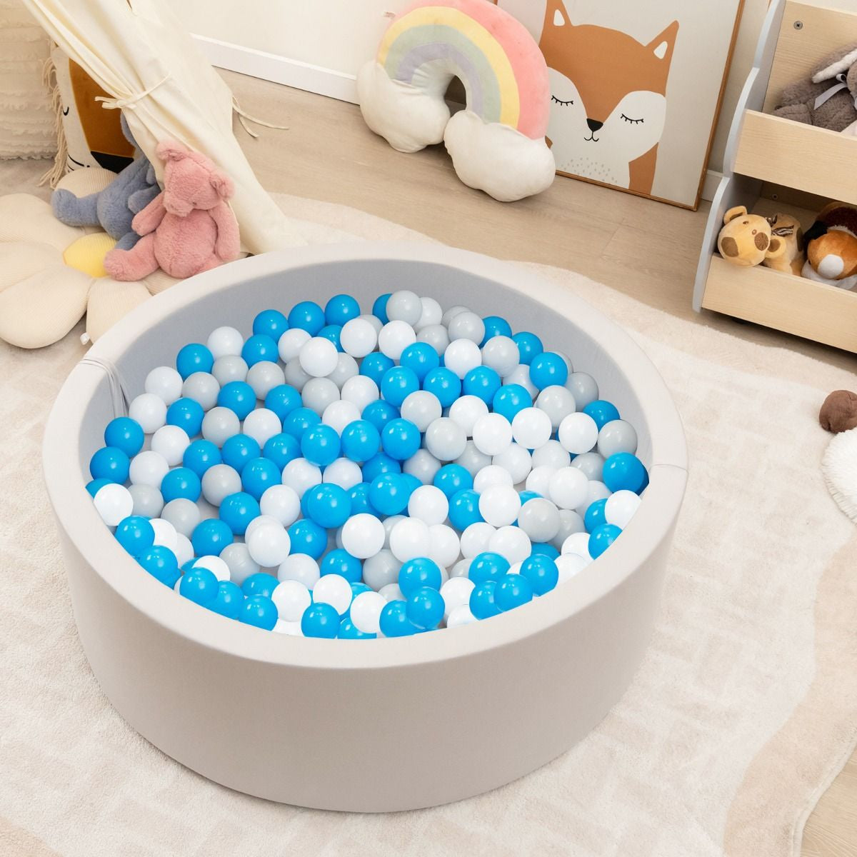 90 X 30Cm Soft round Ball Pool for Toddlers and Baby with 200 Ocean Balls and Storage Bag