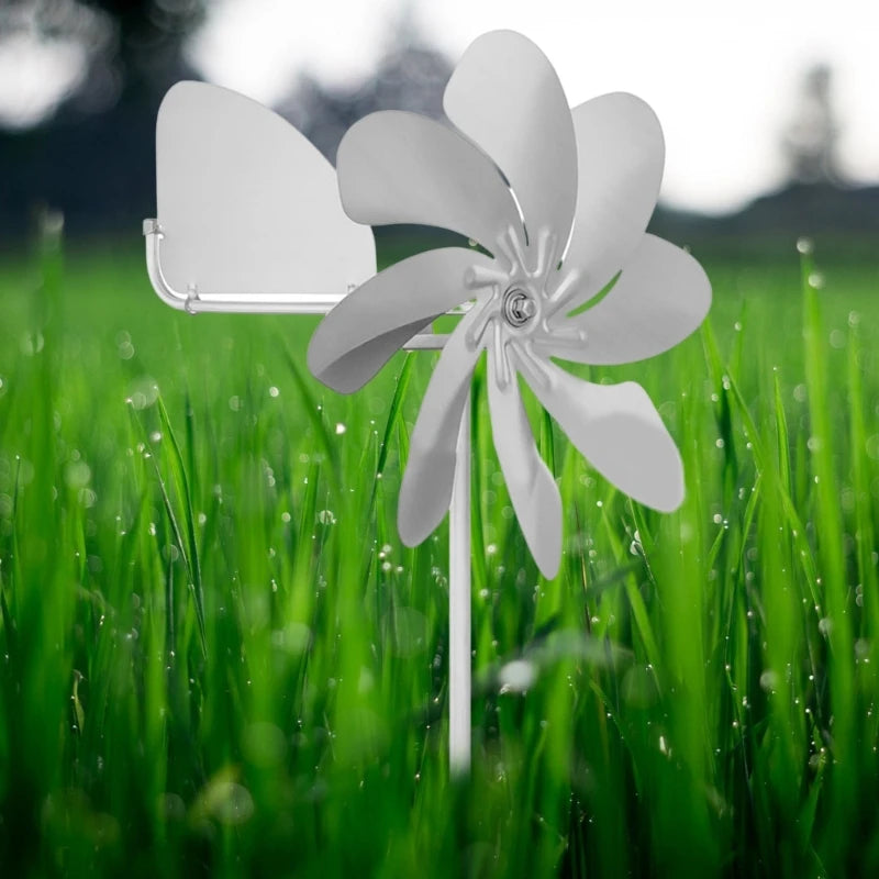 H55A Metal Windmill Decorations Wind Mill Metal Garden Pinwheels Garden Stake Windmill Heavy Duty 3D Garden Decorations