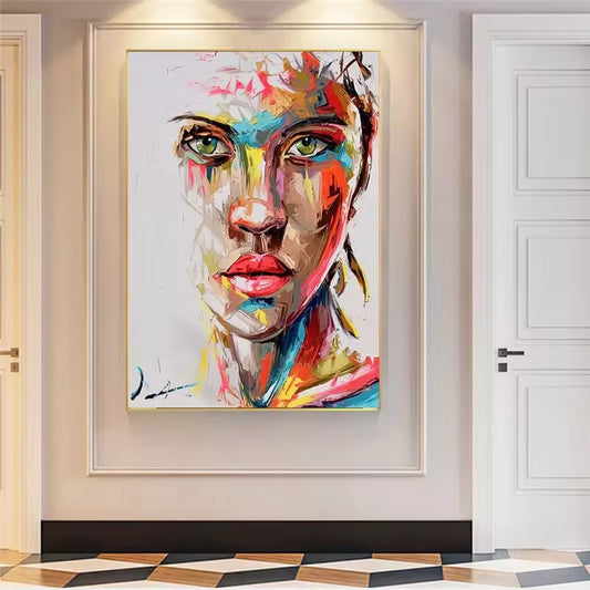 High Quality Hand Painted Graffiti Canvas Painting Women Face Wall Art Abstract Pop Art Girls Canvas Painting Wall Art Picture