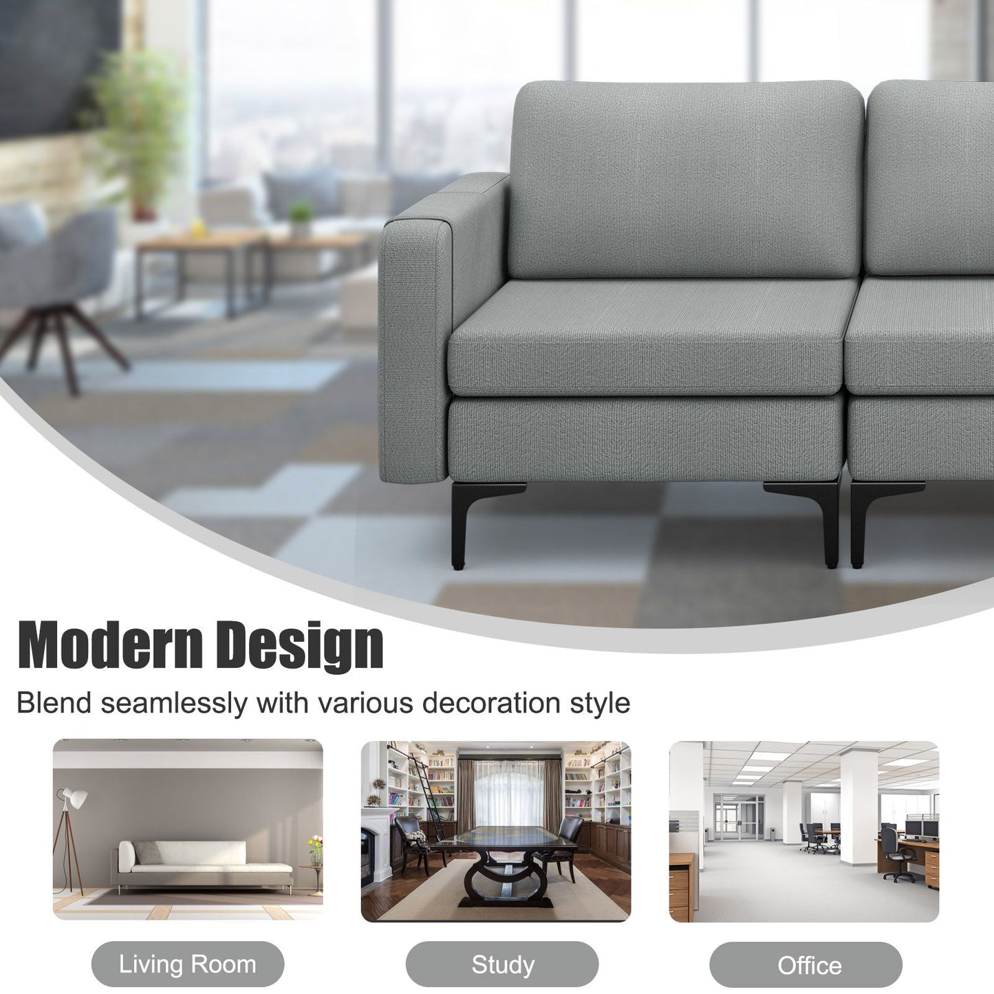 3-Seat Sofa with Magazine Caddy Holder, Socket and USB Charging Ports