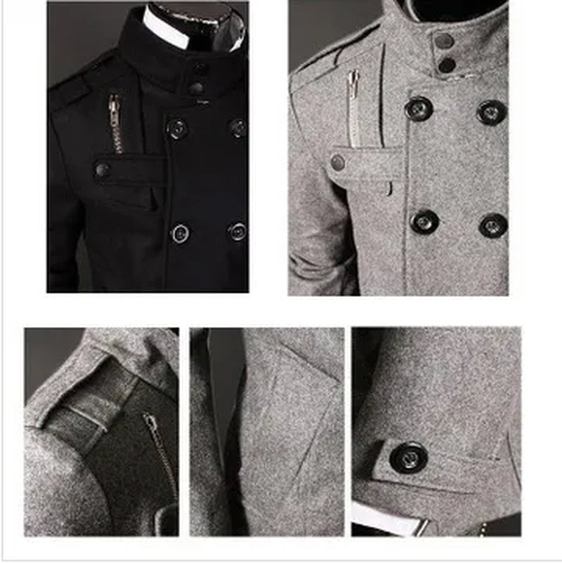 Spring Autumn Men'S Woolen Coats Casual Overcoat Fashion Wool Coat Men Windbreaker Jacket Peacoat