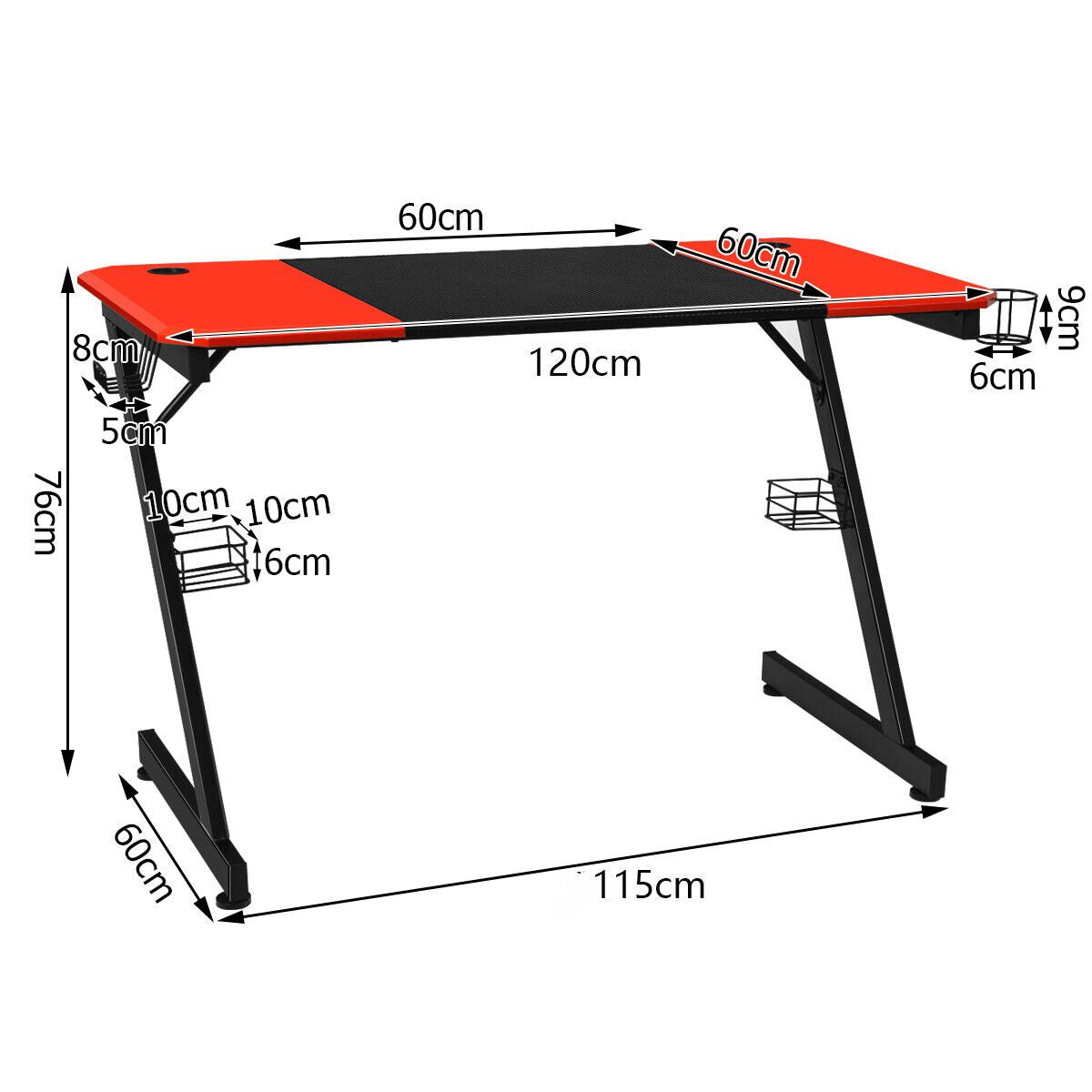 Z-Shaped Carbon Fiber Surface Gaming Desk