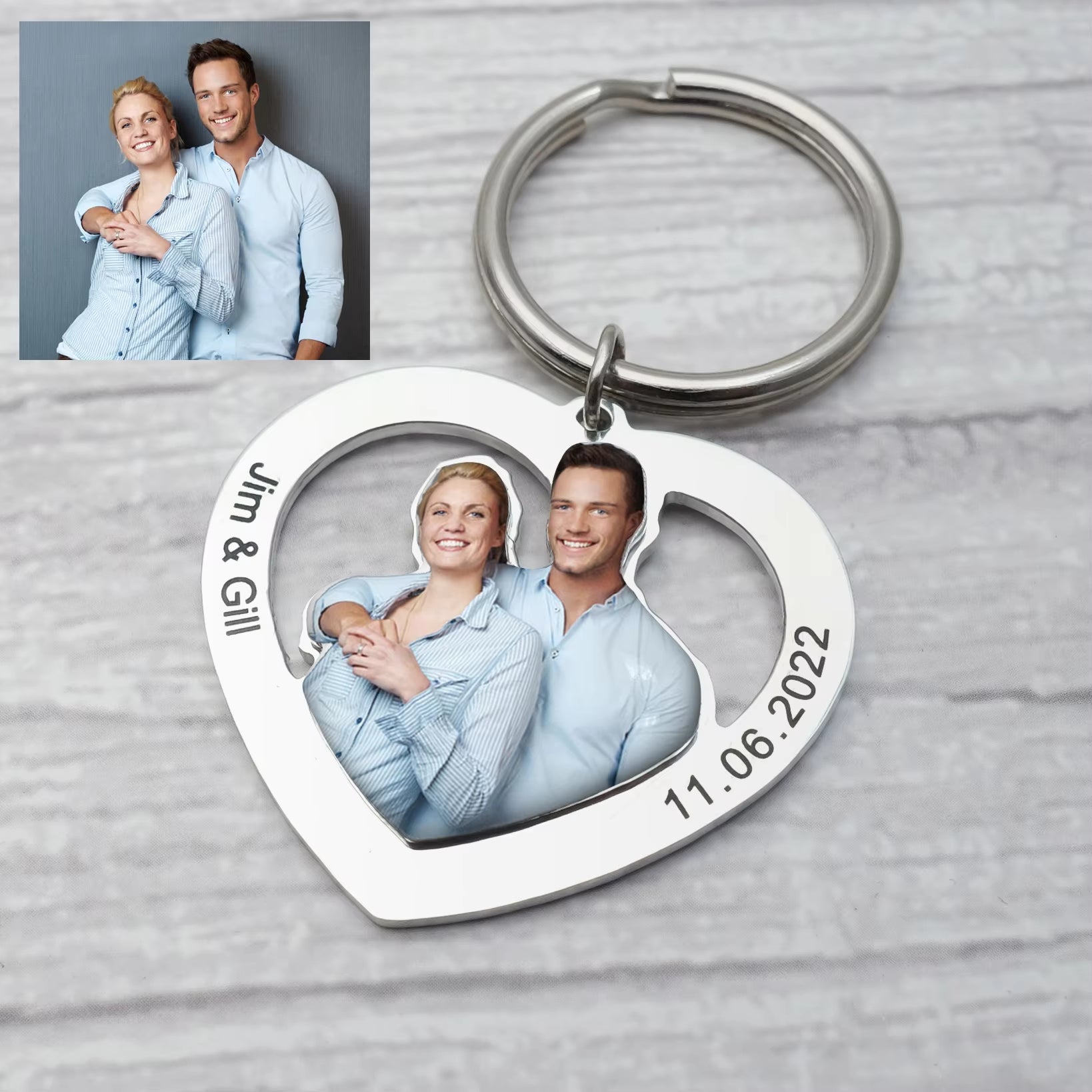 Personalized Heart Photo Keychain Custom Picture Keychain Cat Keyring Birthday Gift Keepsake Memory Dog Keychain Couple Keychain