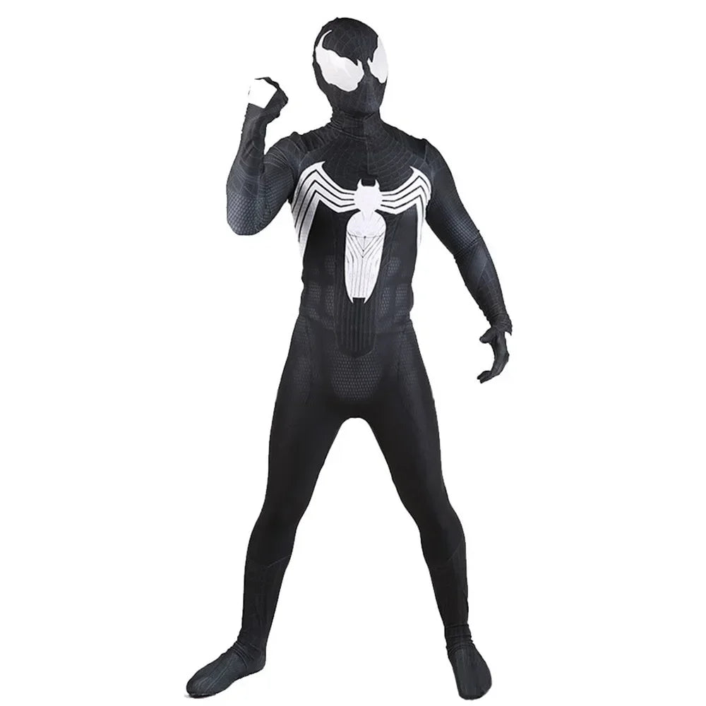 Black Spiderman Venom Symbiote Cosplay Costume Superhero Cosplay Halloween Costume Jumpsuit Zentai Suit Spider Bodysuit Costume