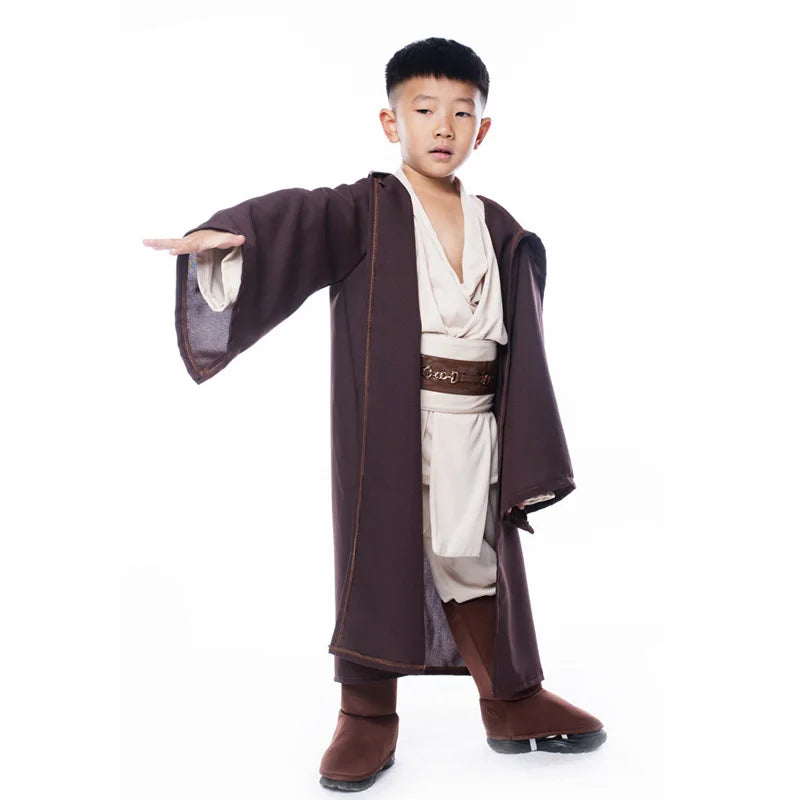 Boys Deluxe Movie Wars Wars Jedi Warrior Cosplay Costume Anakin Skywalker Costume Tunic for Children Kids Boys Halloween Costume