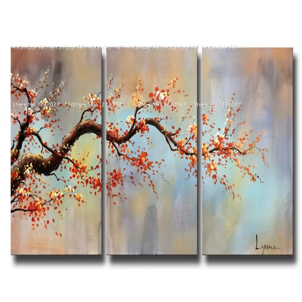 3Pcs Canvas Painting Wall Art and Decoration Modern Abstract Flower Painting Wall Art for Living Room Decoration Unframed