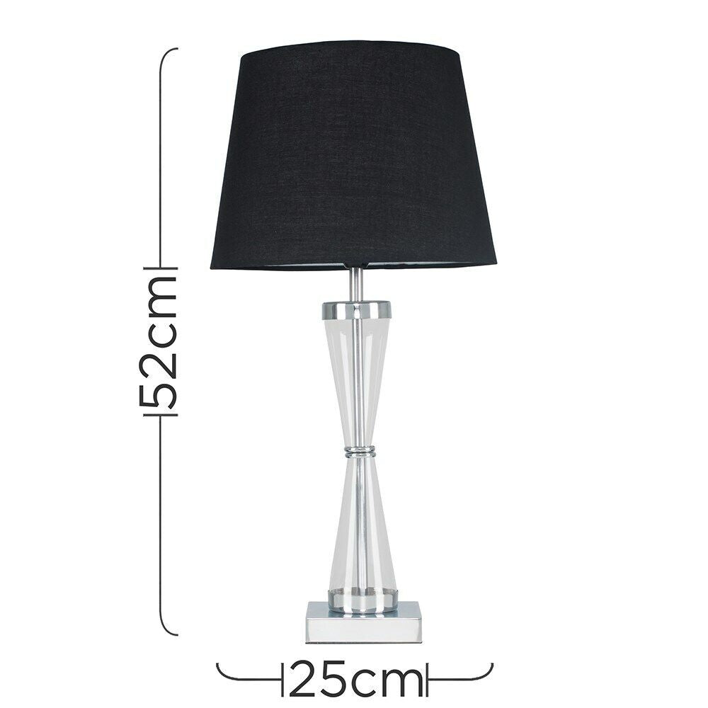 Modern Table Lamp Chrome Hourglass Light Fabric Lampshades LED Bulb