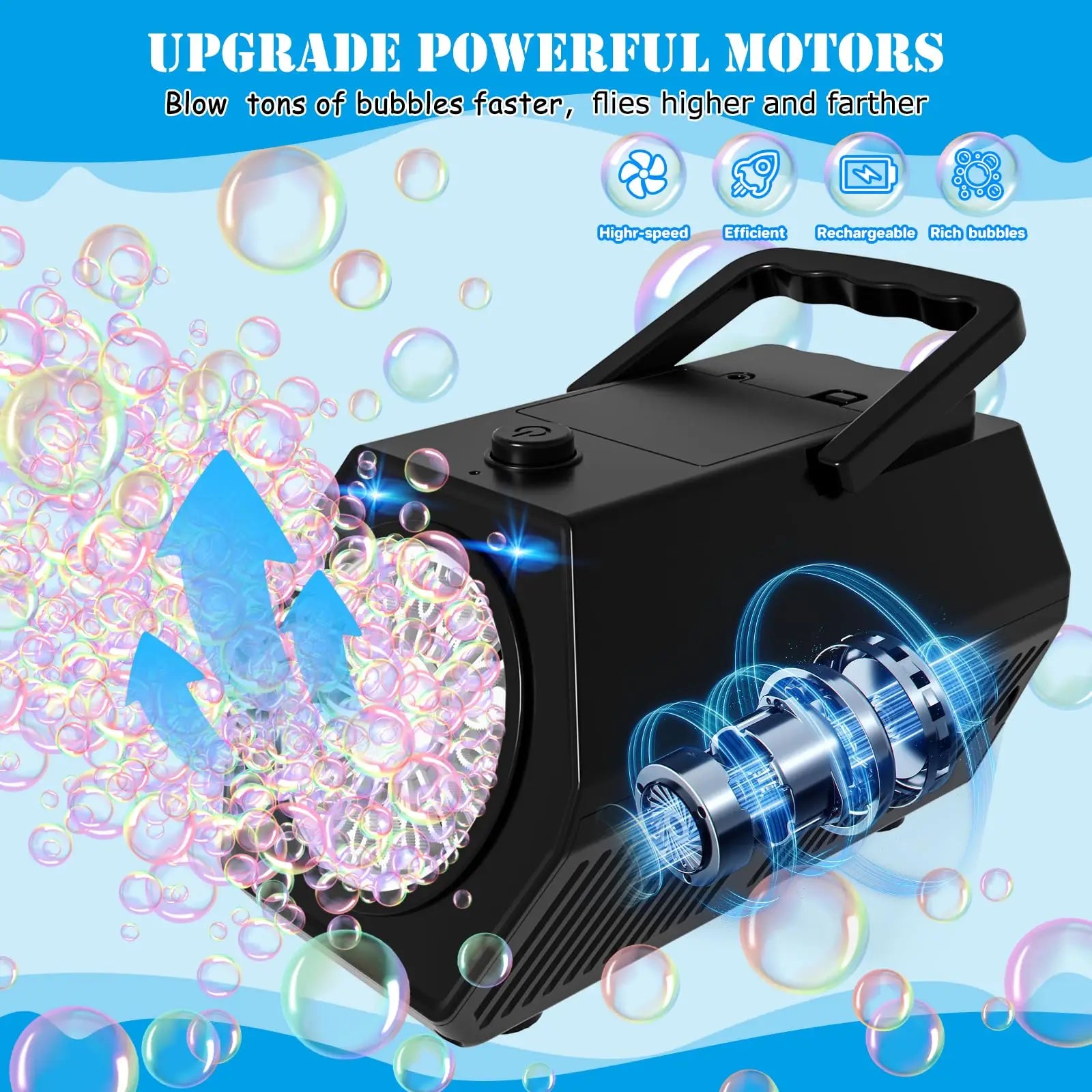 Upgrade Bubble Machine Automatic Bubble Blower with 2 Speed Levels