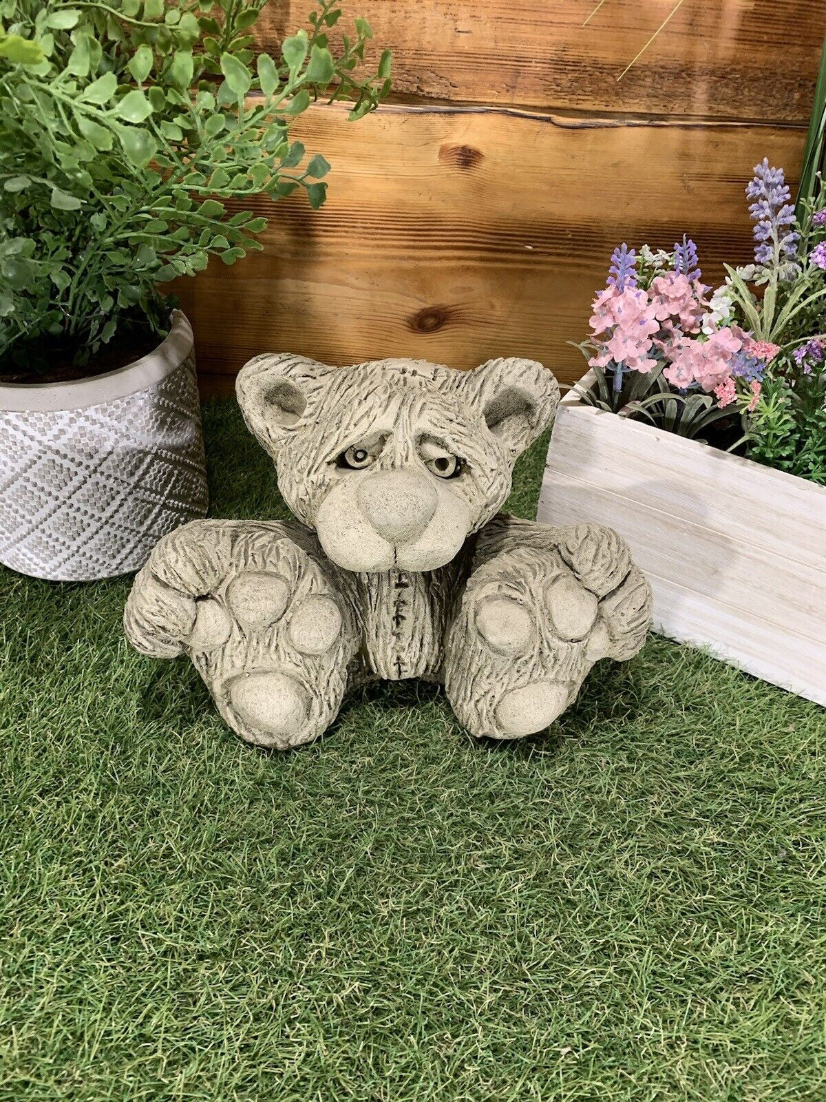 STONE GARDEN CUTE TEDDY BEAR DETAILED CONCRETE GARDEN ORNAMENT