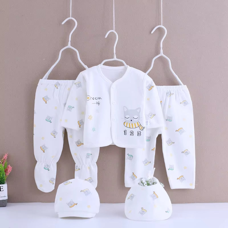 Brand 5Pcs/Set Enfant Newborn Sets Baby Boys Suits Baby Clothes Cotton