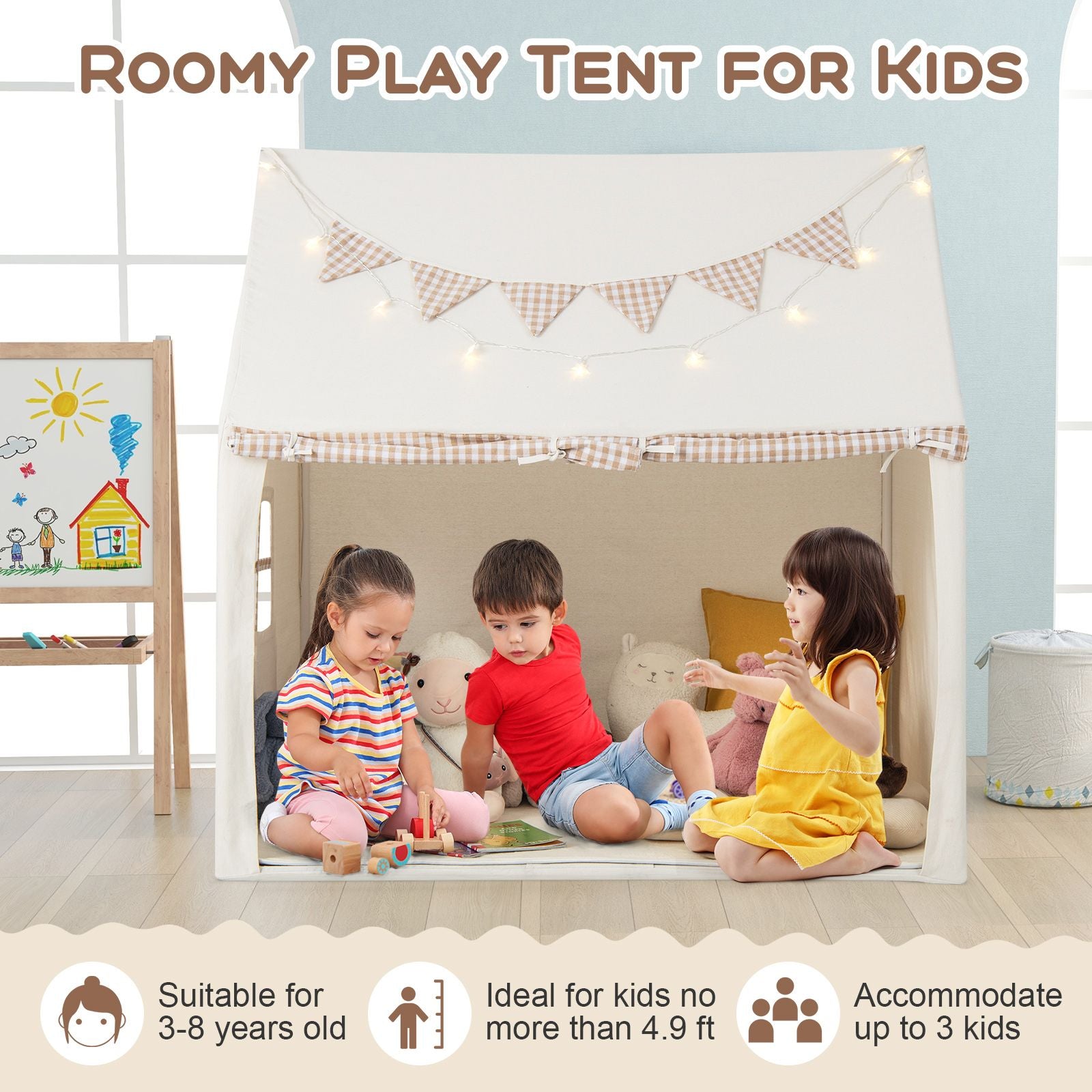 Kids Play Tent with Padded Mat for Children Aged 3-8 Years Old