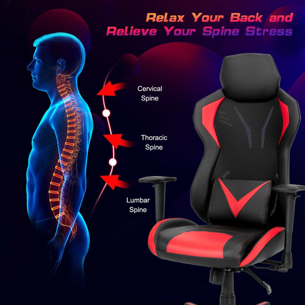 Ergonomic Gaming Chair with Tilting Function