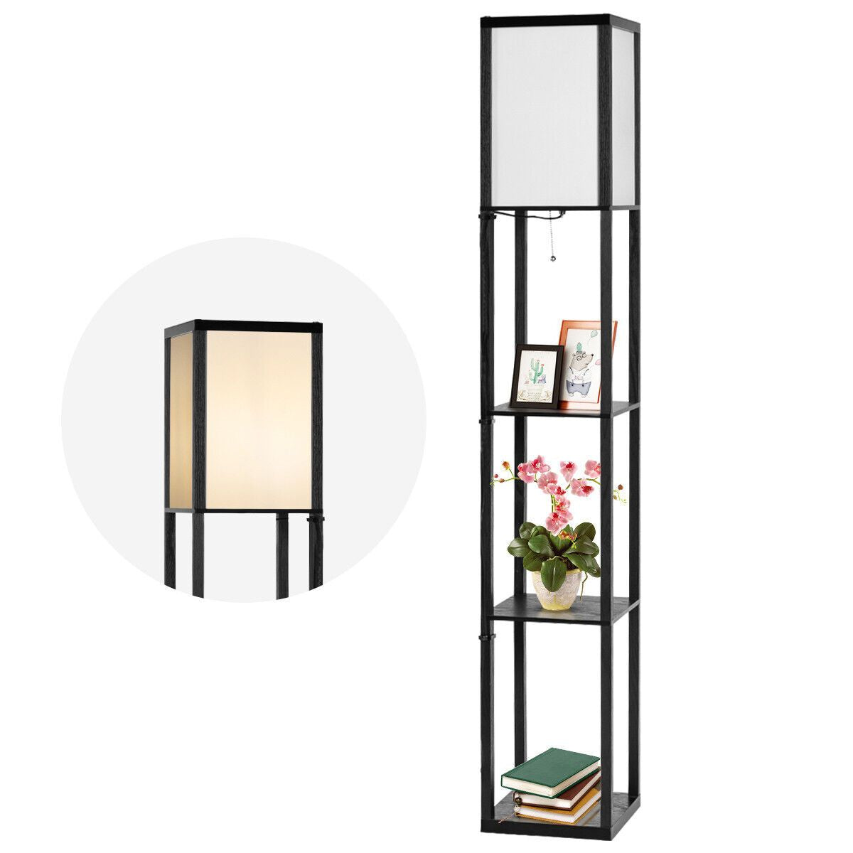 Freestanding Floor Lamp with 3-Tier Storage Shelf