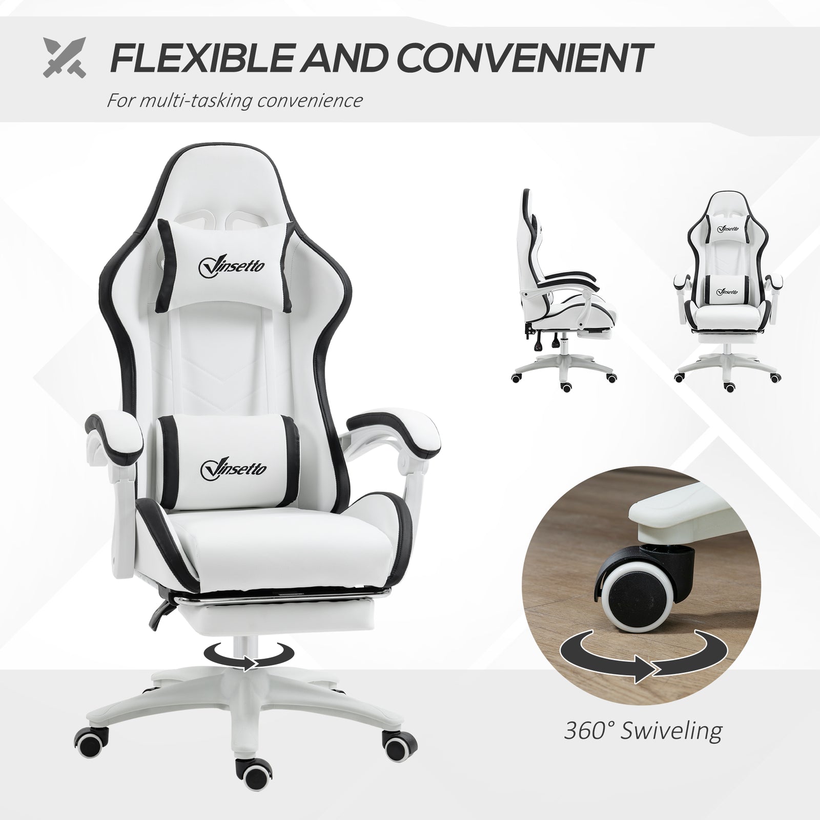 Racing Gaming Chair Reclining PU Leather Computer Chair with Headrest