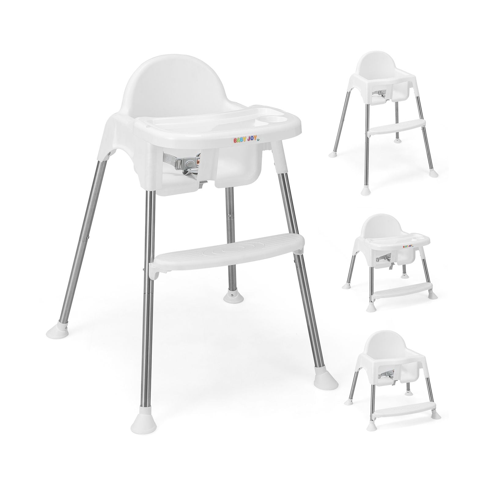 4 in 1 Adjustable Baby High Chair with Double Removable Tray