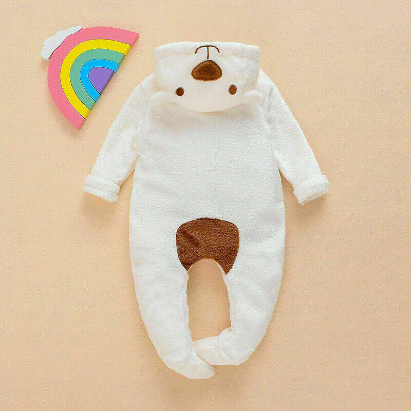 Newborn Baby Boy Girl Kids Bear Hooded Romper Jumpsuit Bodysuit Clothes Outfits