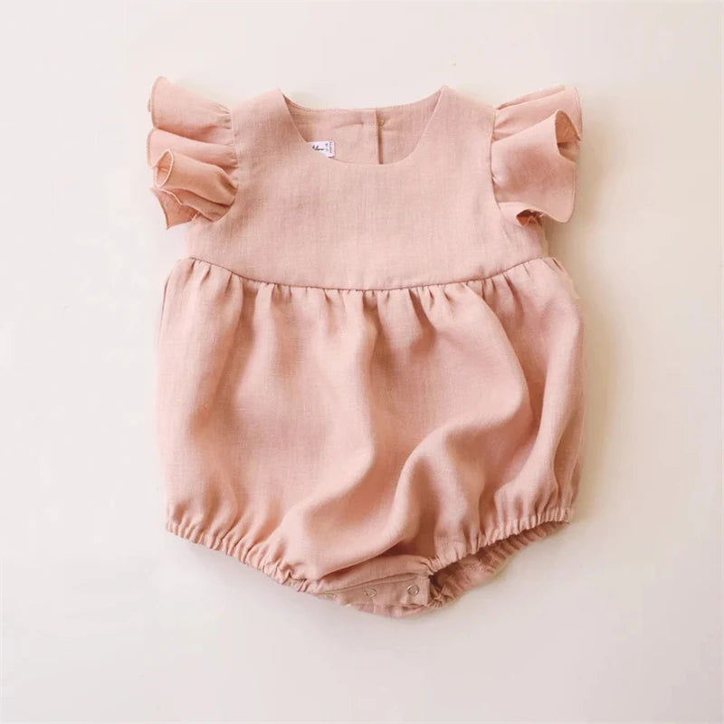 Baby Girl Clothes Summer Baby Romper Short Sleeves Linen Cotton Newborn Clothing One Piece Baby Clothes Girl Jumpsuits Fashion