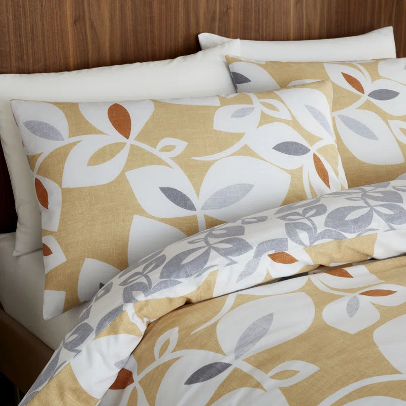 Inga Leaf Reverisble Duvet Cover Set with Pillowcases