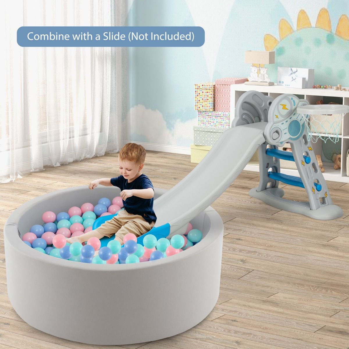 90 X 30Cm Soft round Ball Pool for Toddlers and Baby with 200 Ocean Balls and Storage Bag