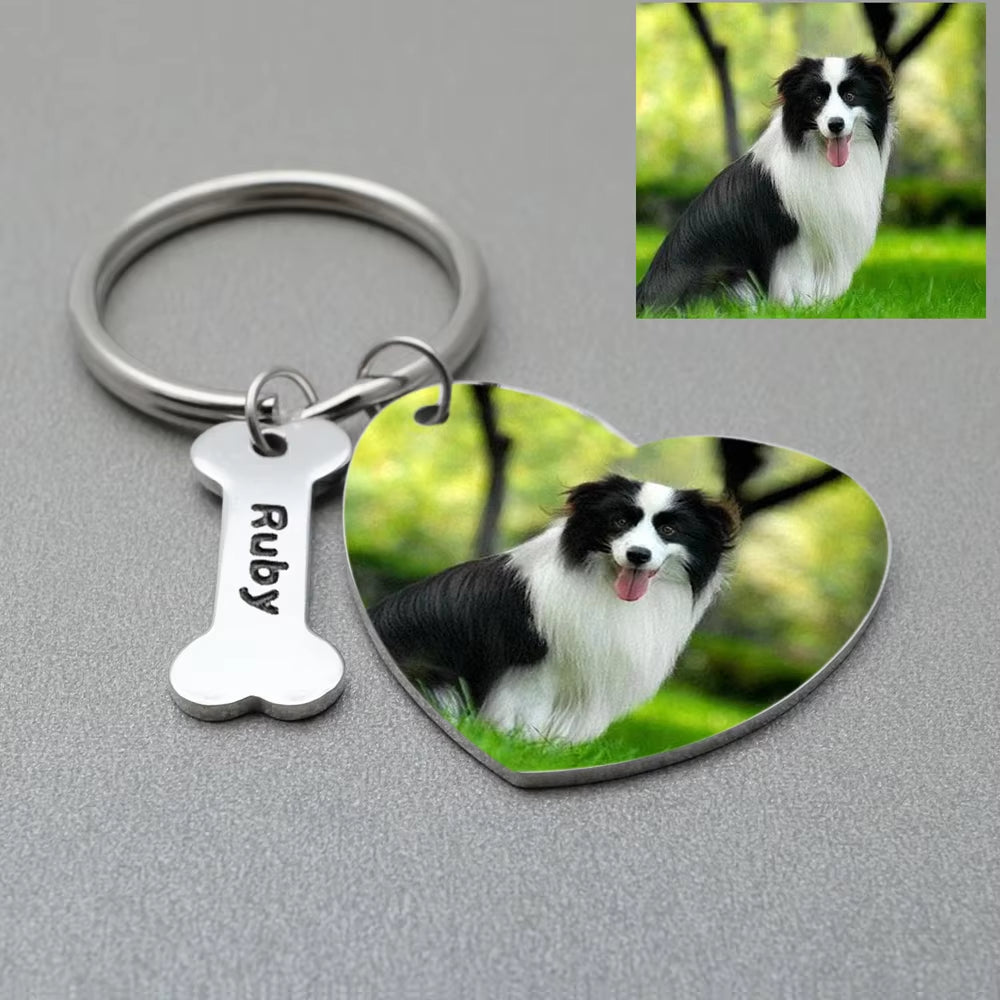 Personalized Heart Photo Keychain Custom Picture Keychain Cat Keyring Birthday Gift Keepsake Memory Dog Keychain Couple Keychain