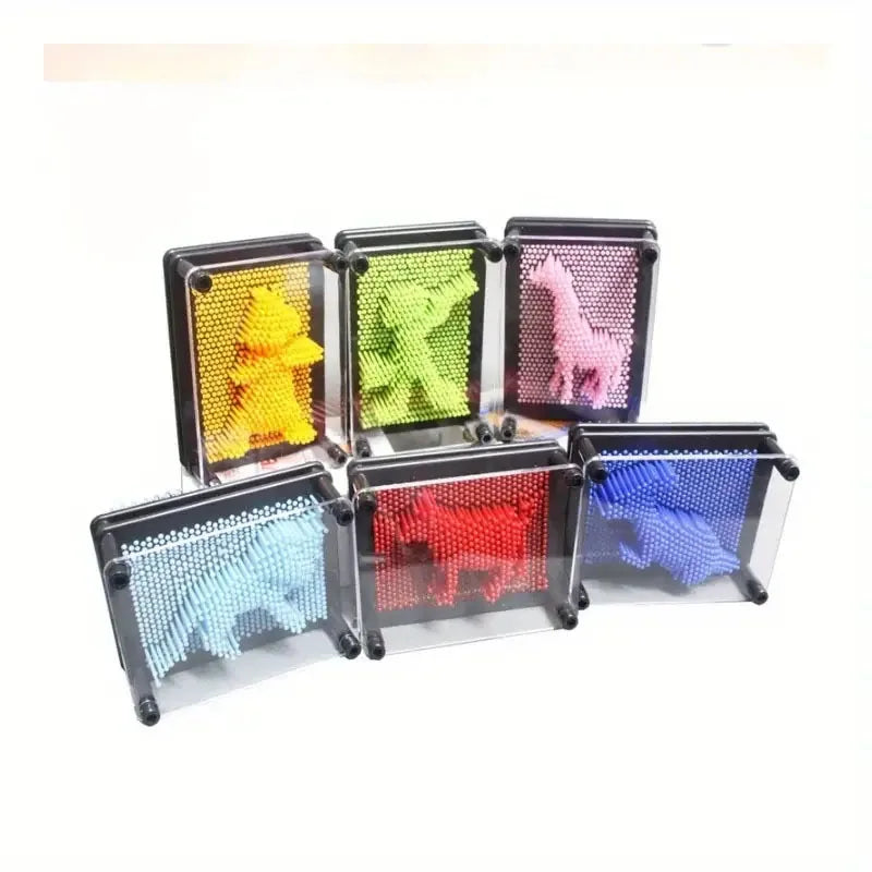 3D Pin Art Toy, Rainbow Color Creative Unique Plastic Pin Art Board for Kids