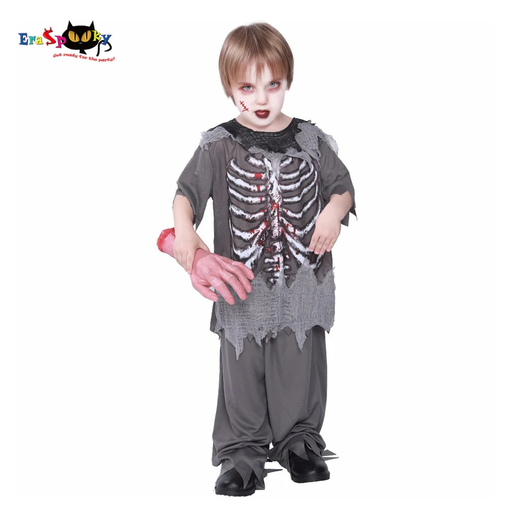 Skeleton Bloody Zombie Boy Costume Halloween Costume for Kids Scary Costume Carnival Skull Ghost Horror Cosplay Fancy Outfit