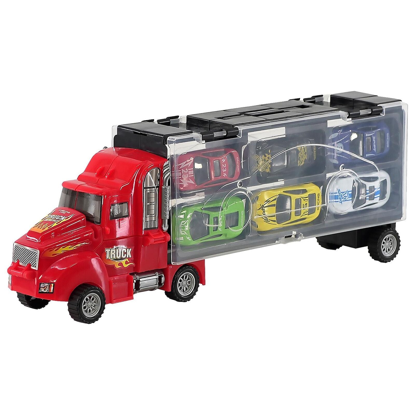 Toy Truck Carrier & 6 Mini Cars Play Set Transport Car Toys Lorry Truck Kids Toy