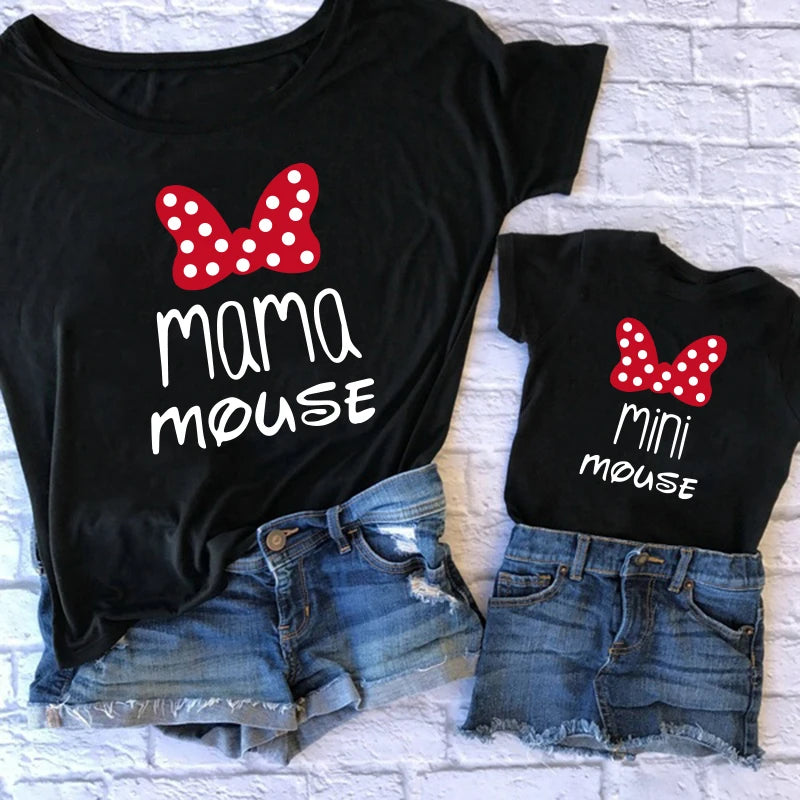 Family Tshirts Fashion Mommy and Me Clothes Baby Girl Clothes MINI and MAMA Fashion Cotton Family Look Mom Mother Kids Clothes