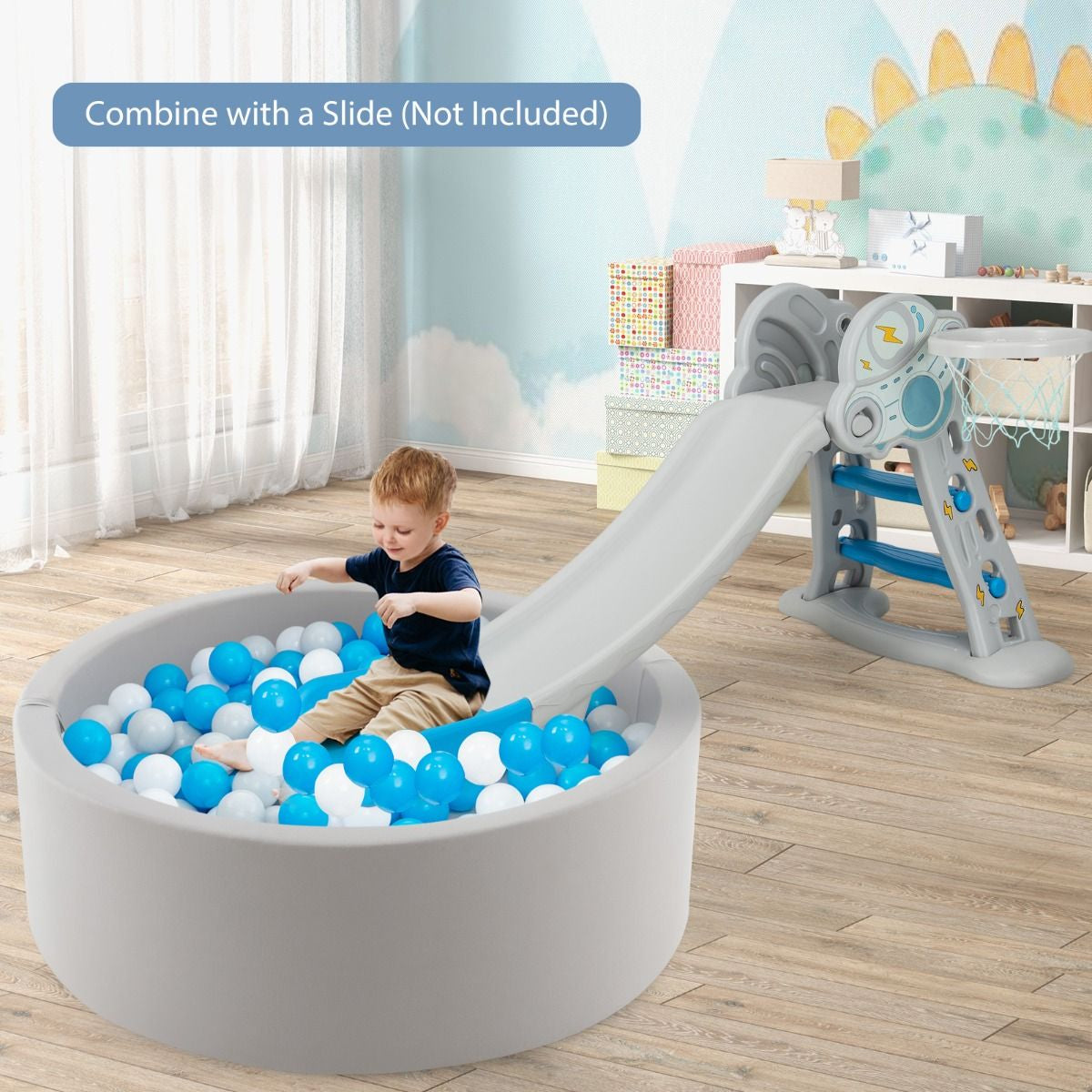 90 X 30Cm Soft round Ball Pool for Toddlers and Baby with 200 Ocean Balls and Storage Bag