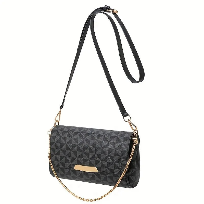 Luxury Women Crossbody Bag PU Leather Flap Shoulder Bag with Chain Windmill Pattern Perfect Sling Purse Bag for Daily Use