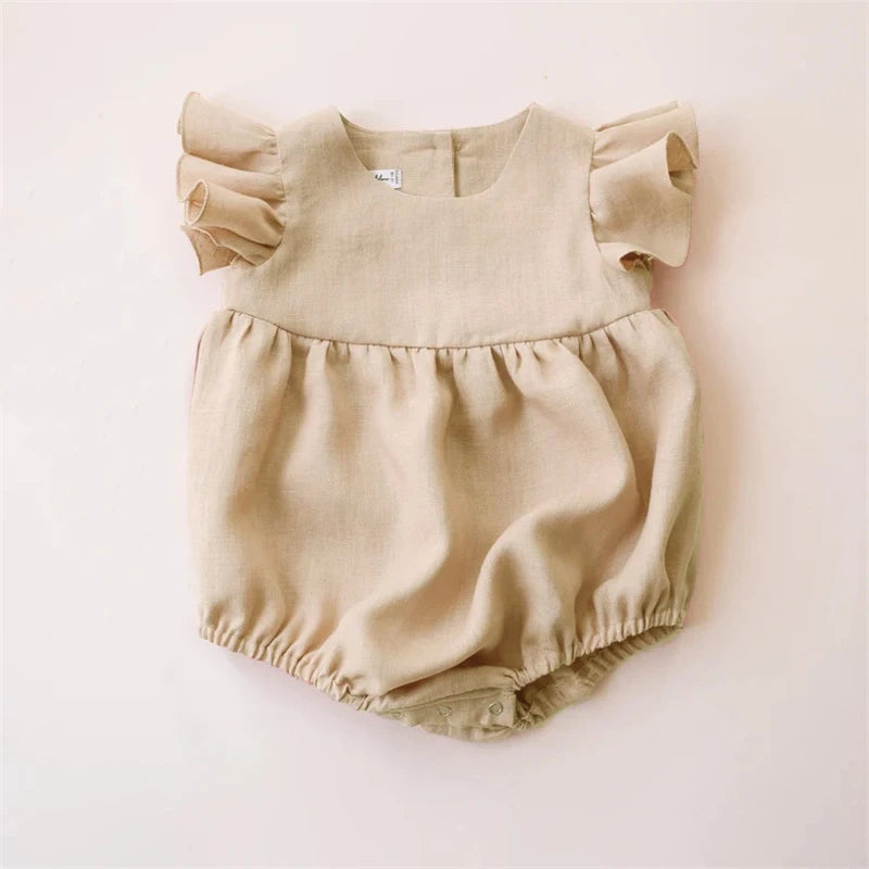 Baby Girl Clothes Summer Baby Romper Short Sleeves Linen Cotton Newborn Clothing One Piece Baby Clothes Girl Jumpsuits Fashion