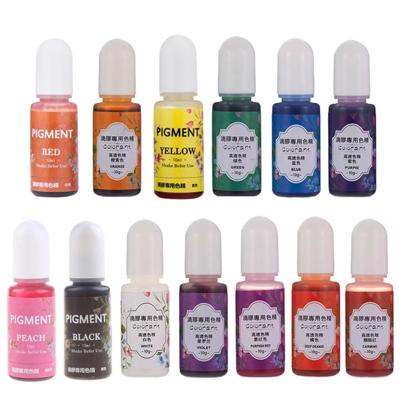 13 Colors Epoxy UV Resin Coloring Dye Liquid Epoxy Pigment Resin Colorant Fading Resistance10Ml Translucent Make Jewelry Pigmen